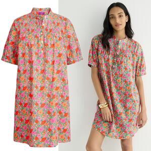 J. Crew Short-sleeve Mini Shirtdress Liberty Meadow Song Print Sz Md Maximalist